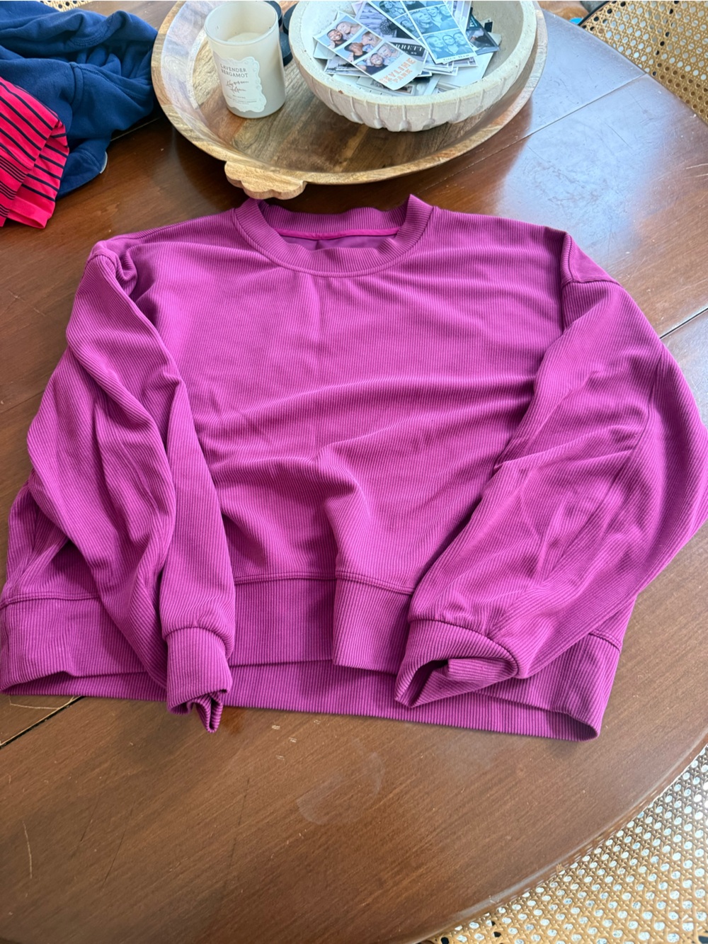 lululemon athletica Women's ribbed soft stream crew neck in Magenta